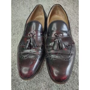Johnston Murphy Mens Loafer Size 10  Burgundy Wingtip Tassel Kiltie Dress Shoe